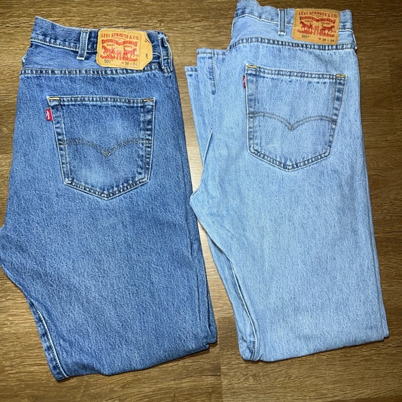 Levi's Other - Levi's 501 Jeans Mens 38x34 Button Fly Straight Leg Blue Denim Lot 2 Pair